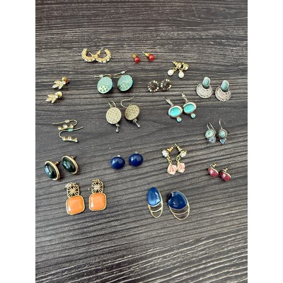 No Brand Jewelry - Vintage Various Gemstone Stud, Dangle, and Artisan Made Earring Bundle